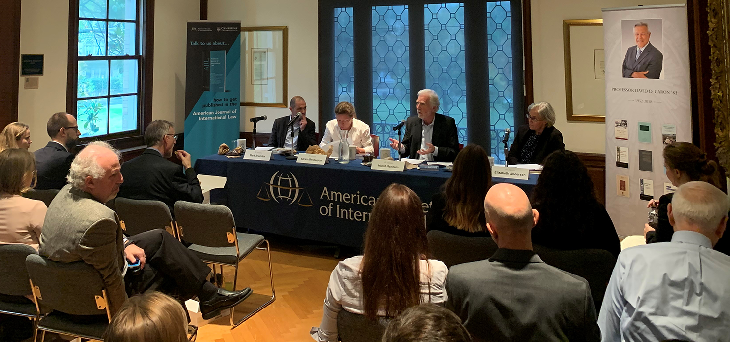 (From left) Mark Bromley, Sarah Mendelson, Hurst Hannum, and Elizabeth Andersen discuss the international human rights system at the American Society of International Law in Washington, DC on Thursday, October 31, 2019. 