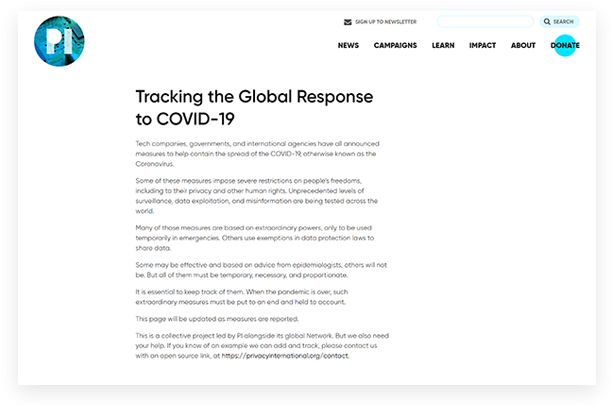 "Tracking the Global Response to Covid-19"