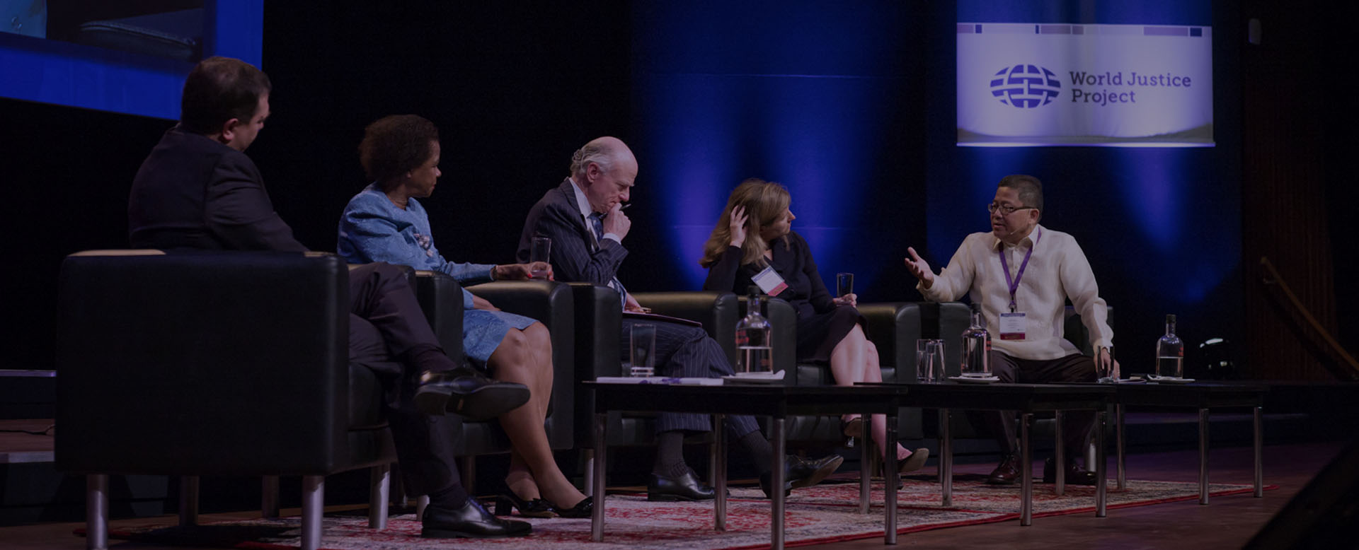 Panelists on stage at the World Justice Forum