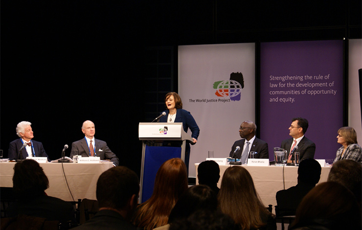 Mrs. Cherie Blair QC, World Justice Project Honorary Chair, speaking at the 2012 WJP Rule of Law Index Launch - Ana Victoria Cruz / The World Justice Project
