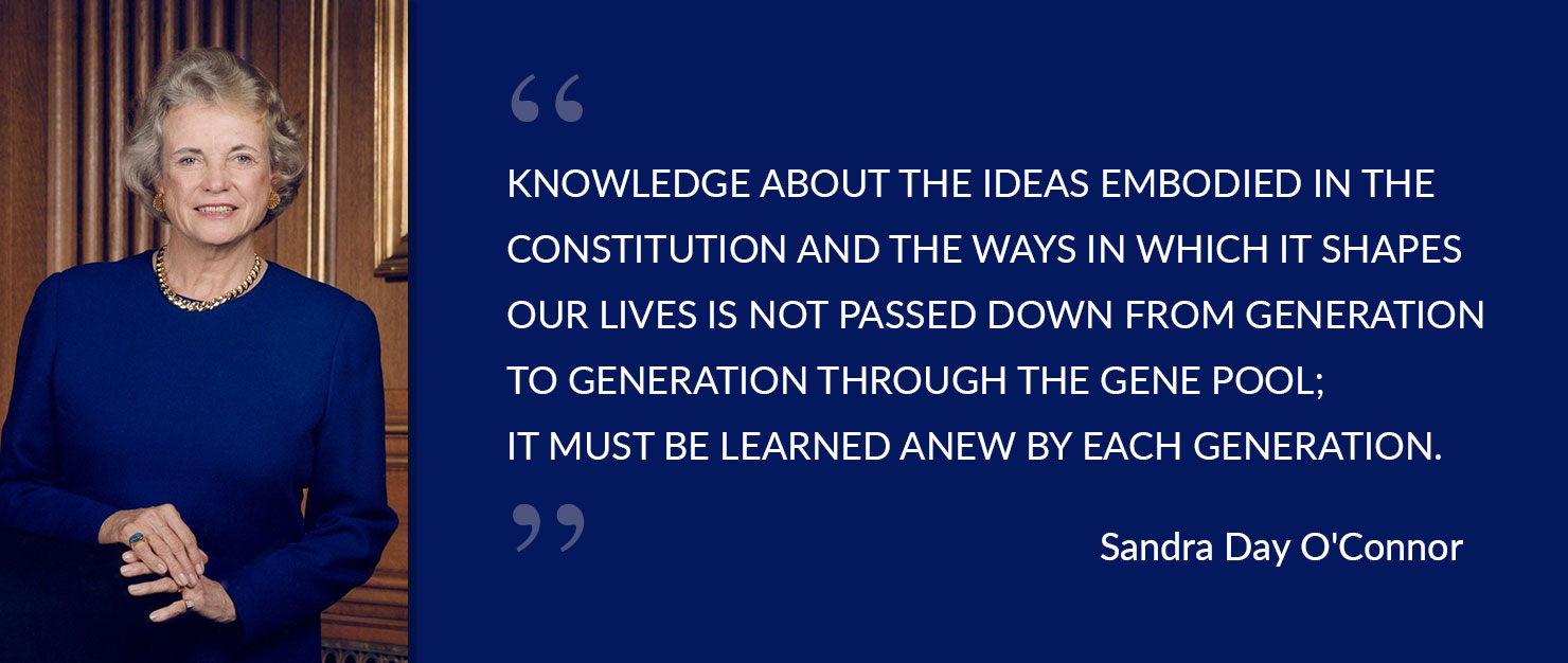 Portrait of Sandra Day O'Connor with quote