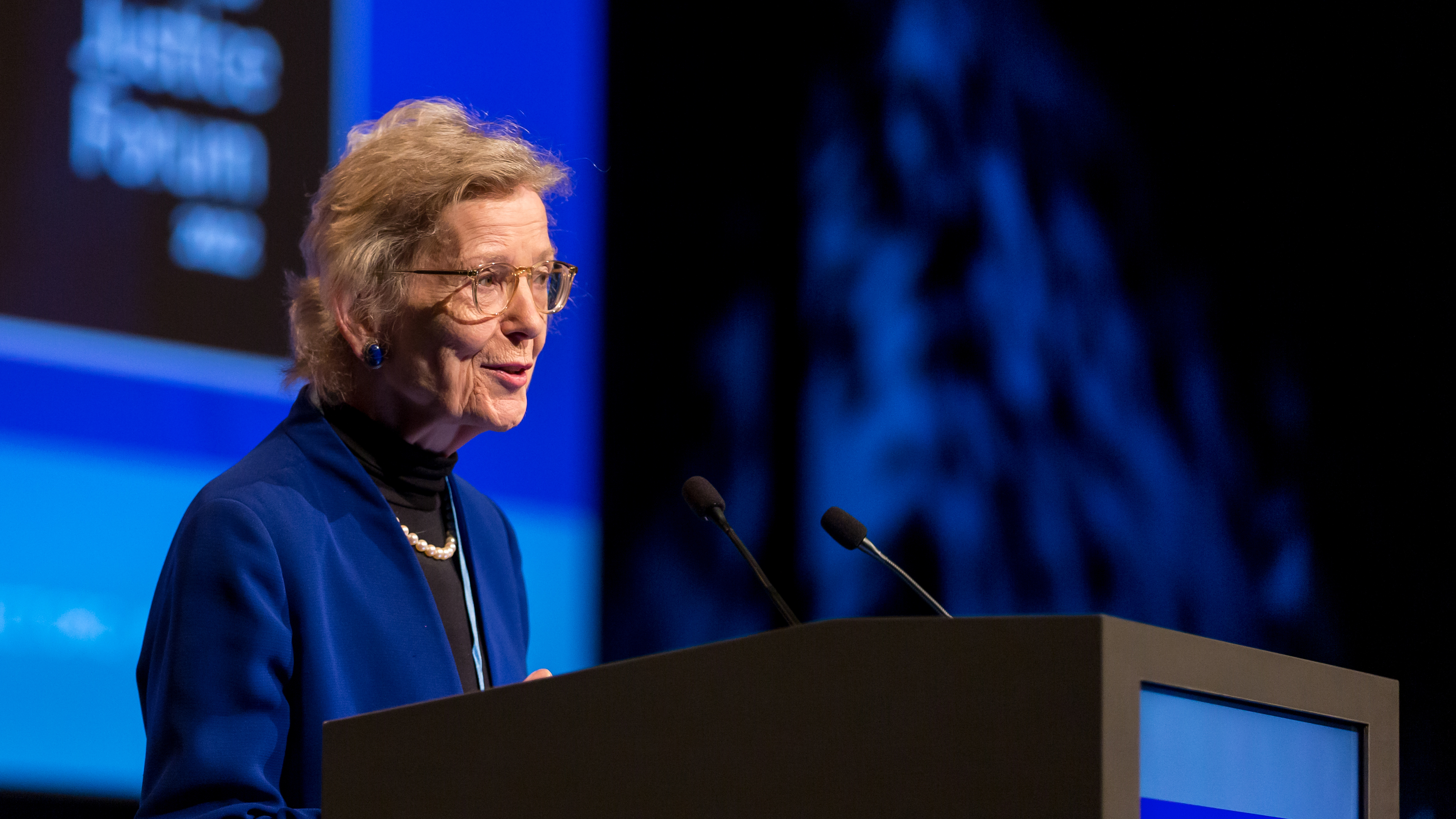 Chair of the Elders and Former President of Ireland Mary Robinson giving remarks during the Closing Plenary.