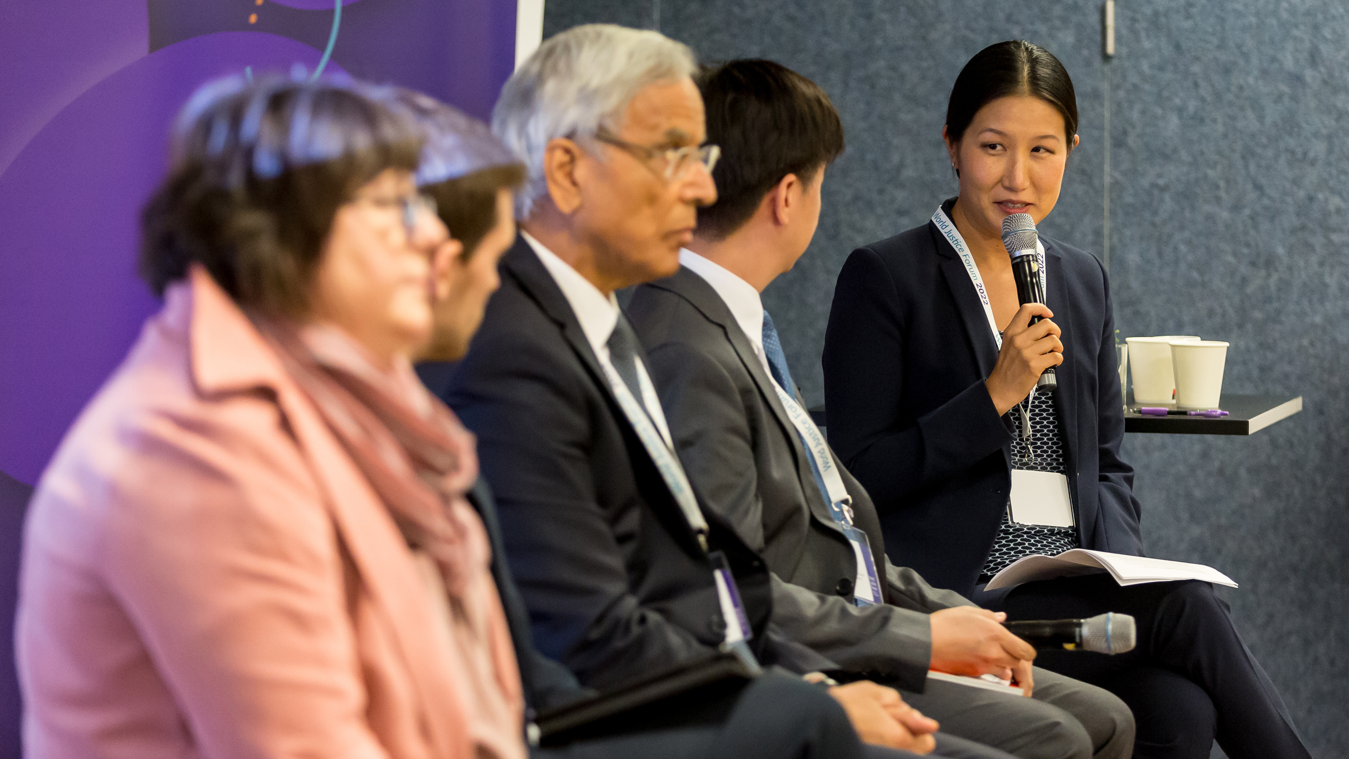 Leslie Tsai addresses the panel during the working session "Corruption Measurement as an Agent of Change" organized by the Chandler Foundation.