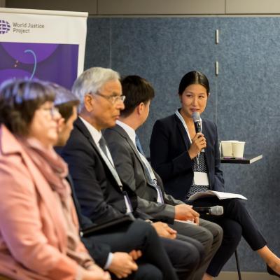 Leslie Tsai addresses the panel during the working session "Corruption Measurement as an Agent of Change" organized by the Chandler Foundation.