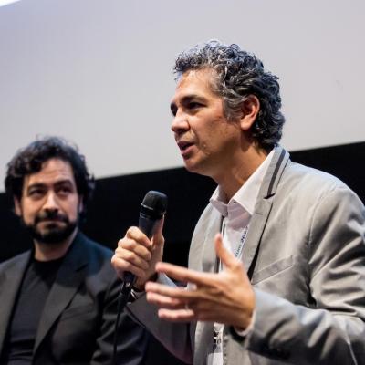WJP Director of Rule of Law Projects, Mexico Alejandro González Arreola during a screening of "Reasonable Doubt: A Tale of Two Kidnappings." To left, Roberto Hernandez, the director of the documentary. 