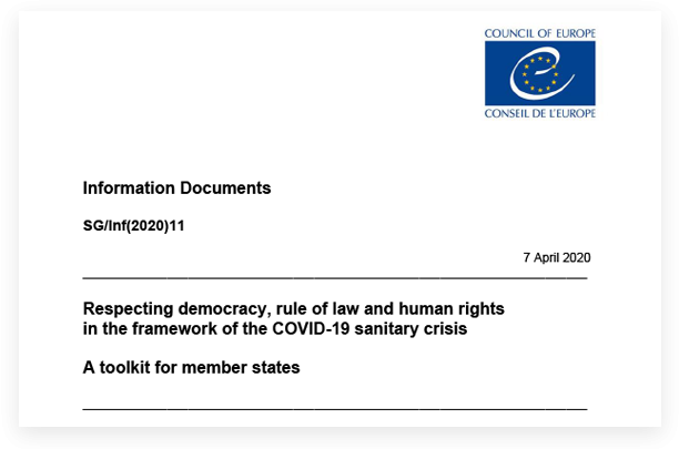 "Respecting democracy, human rights, and rule of law in the framework of the Covid-19 sanitary crisis"