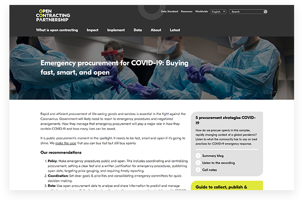 Emergency procurement for COVID-19: Buying fast, smart, and open