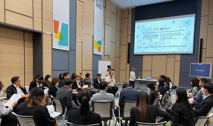Attendees at the ASEAN Innovation for Justice 2023 conference in a session on the Rule of Law Index and Corruption Issues