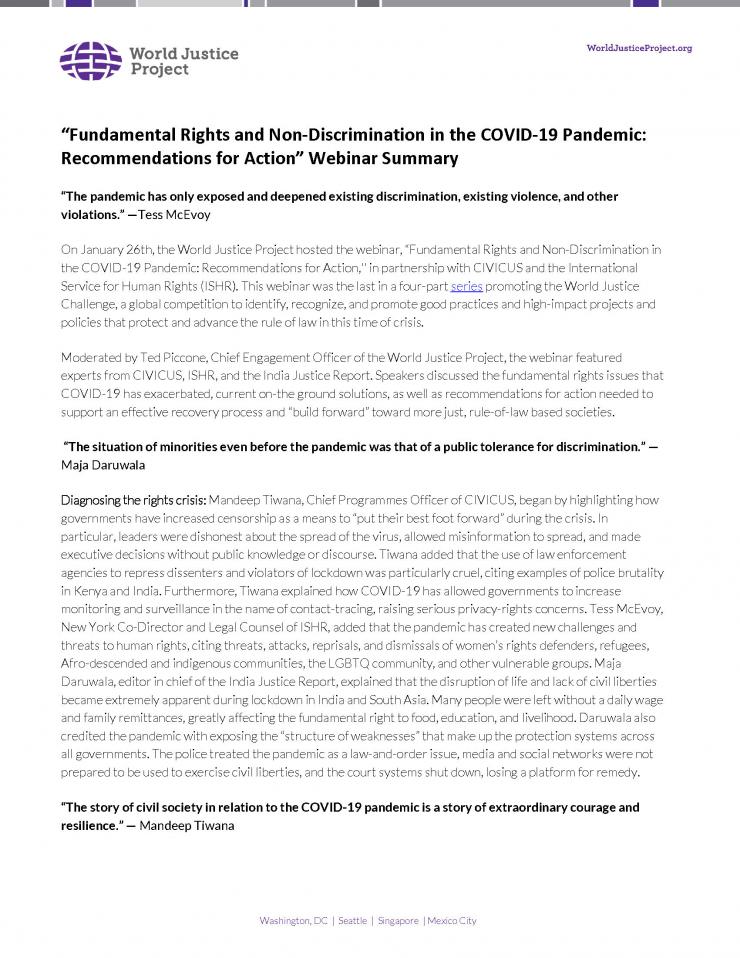 Fundamental Rights and the COVID-19 Pandemic webinar summary